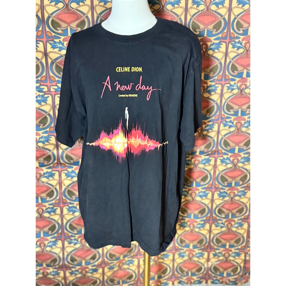 Celine Dion A New Day Graphic Black T Shirt Large Adult‎ Concert Music Tee